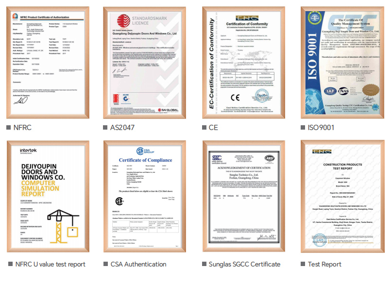 Aluminum Window And Door Certificates Obtained