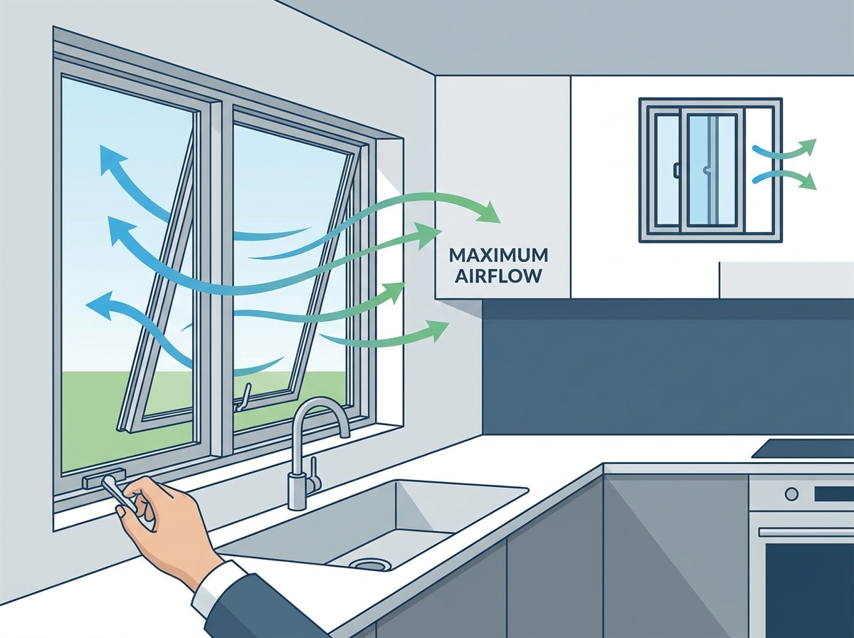 Aluminum casement window providing maximum airflow and unobstructed views