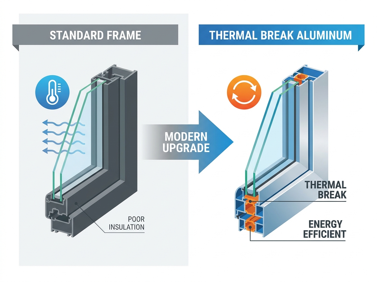 Modern aluminum window frame installation