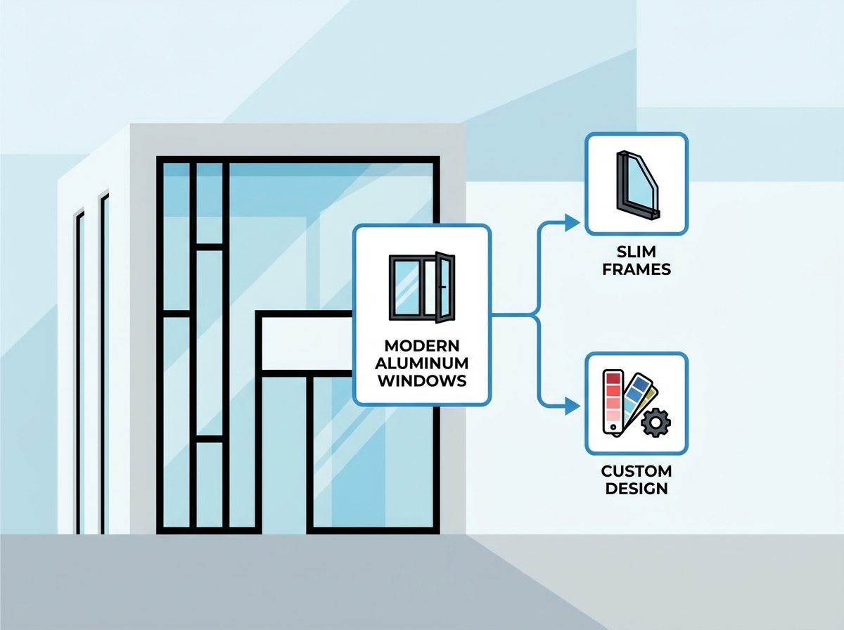 Modern aluminum windows integrated into a minimalist architectural design
