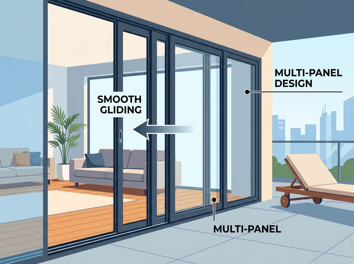 Modern aluminum glass sliding doors installed in a contemporary home