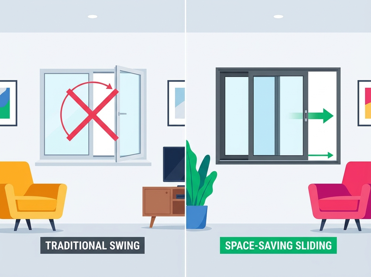 Modern aluminum sliding window installation maximizing natural light