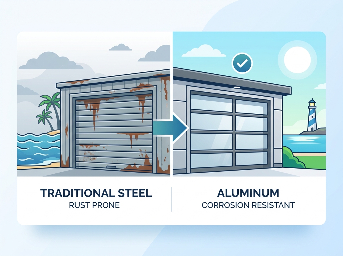 Aluminum Garage Doors in Coastal Climate