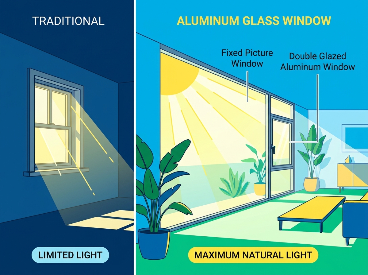 Aluminum glass window installation
