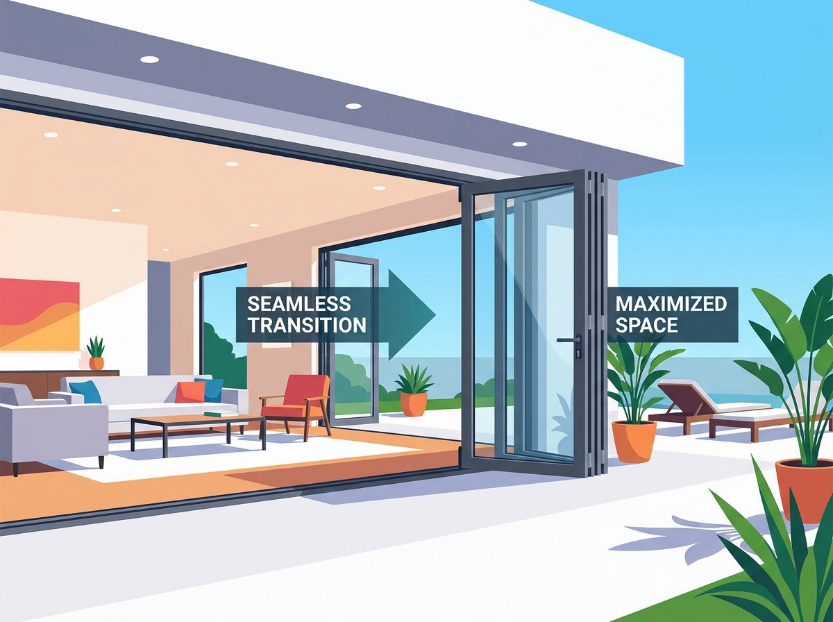 Aluminum bifold door installation for large architectural openings