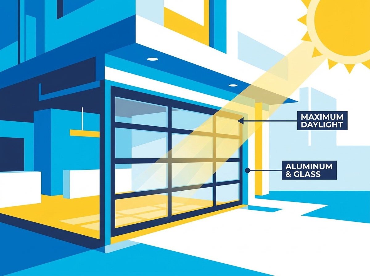 Aluminum and glass garage doors installation