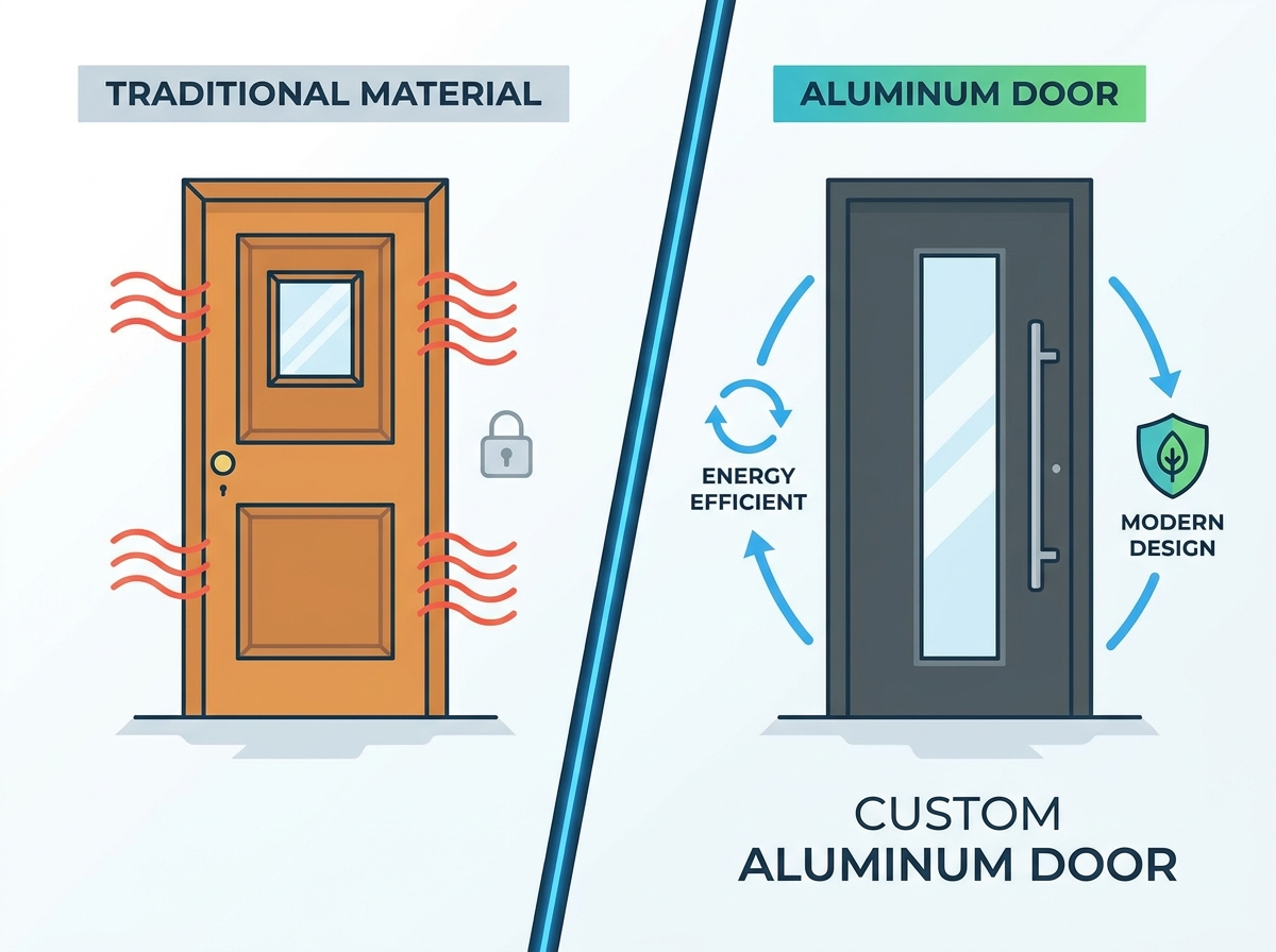 Modern aluminum door installation in contemporary architecture