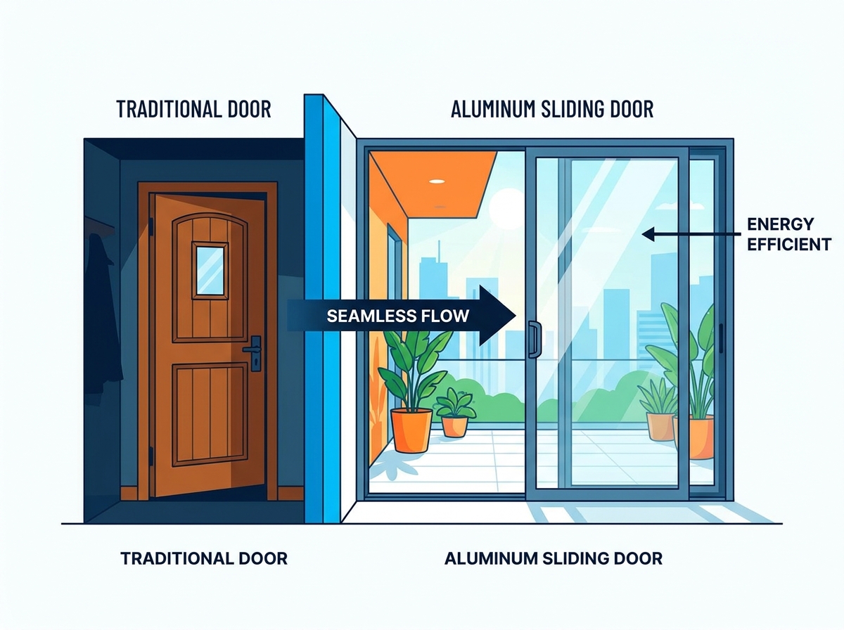 Modern aluminum sliding door installation