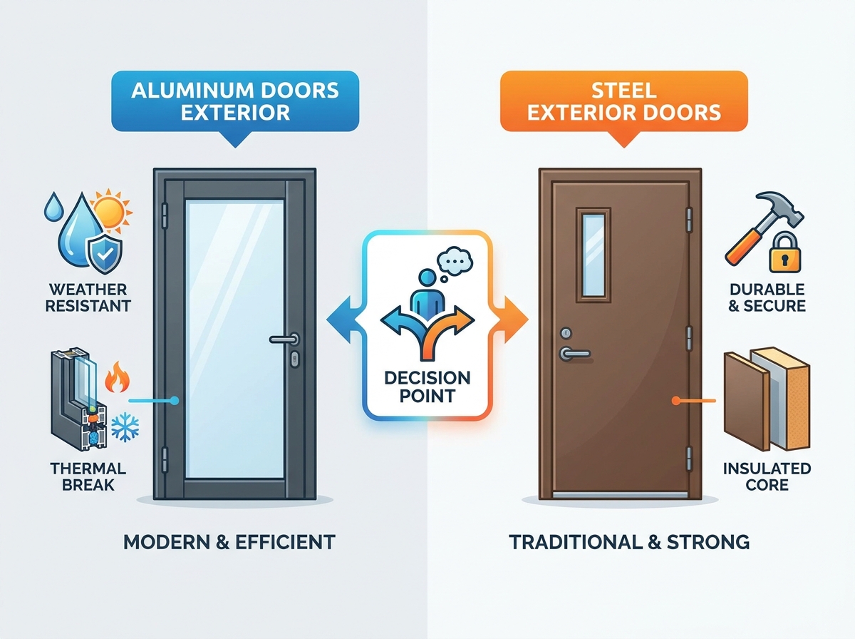 Modern aluminum doors exterior installation
